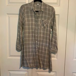 NEW W/ TAGS XS gray plaid Old Navy shirt dress
